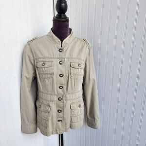 Axcess Woman’s Khaki Beige Denim Casual Jacket Womens 100% Cotton Sz XL